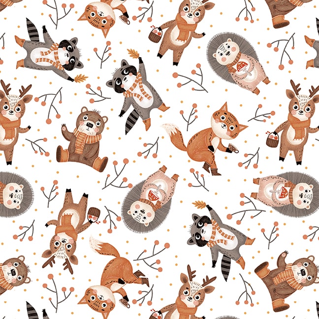 Cheerful Cheeks WHITE CREW Digitally Printed Fabric (1/2 yd.)