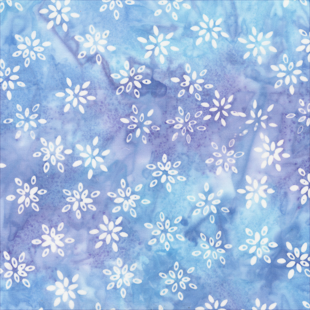 JDJ - Iris Beauty: WATERCOLOR SPARKING FLOWERS Batik Cotton Fabric (1/2 yd)