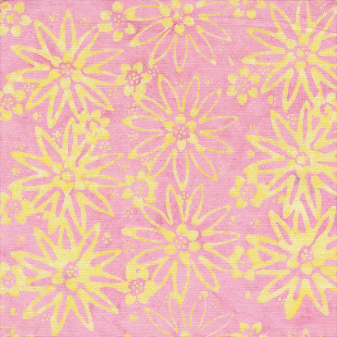 JDJ - Lollypop: Pink Lemonade STAR FLOWER Batik Cotton Fabric (1/2 yd)