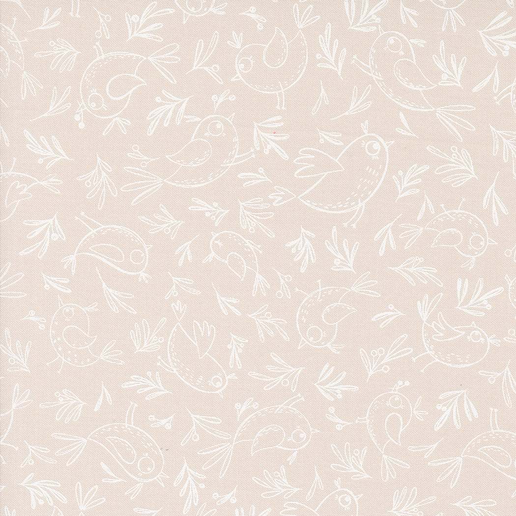 Chirp: TRACE A BIRD CLOUD Fabric by Elena Amo (Sold by 1/2 Yd.)