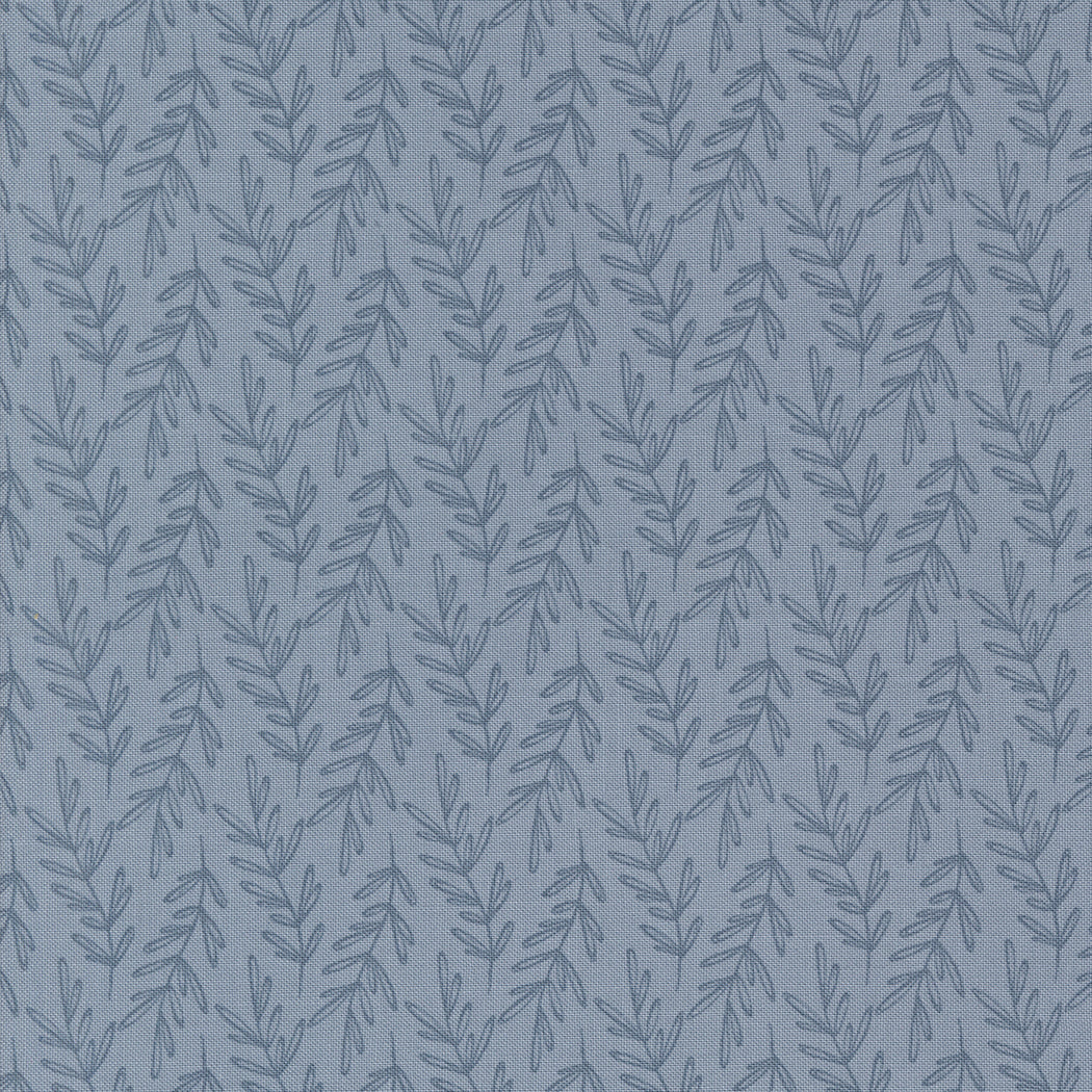 Chirp: LEAF ME HERE RAINCLOUD Fabric by Elena Amo (Sold by 1/2 Yd.)