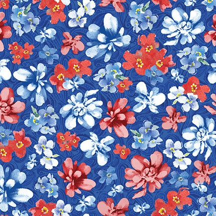Lucky Stars: COBALT FLOWERS Fabric (1/2 yd)
