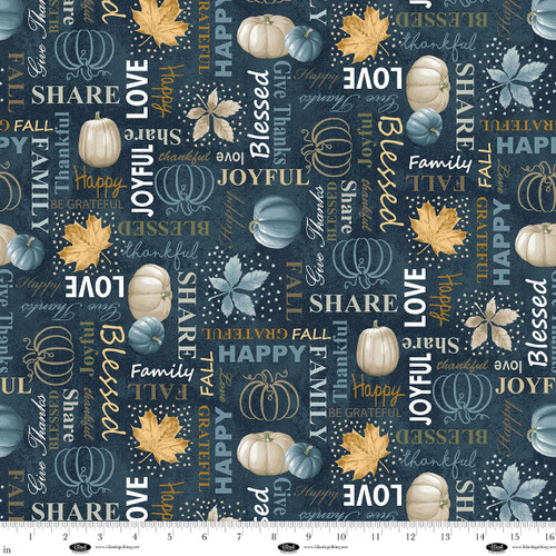 Autumn Vibes: NAVY WORDS Fabric (1/2 yd)
