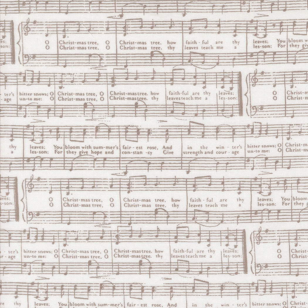 Berry and Pine: O Christmas Tree and Words Music Notes Snow Fabric (1/2 yd) by Lella Boutique