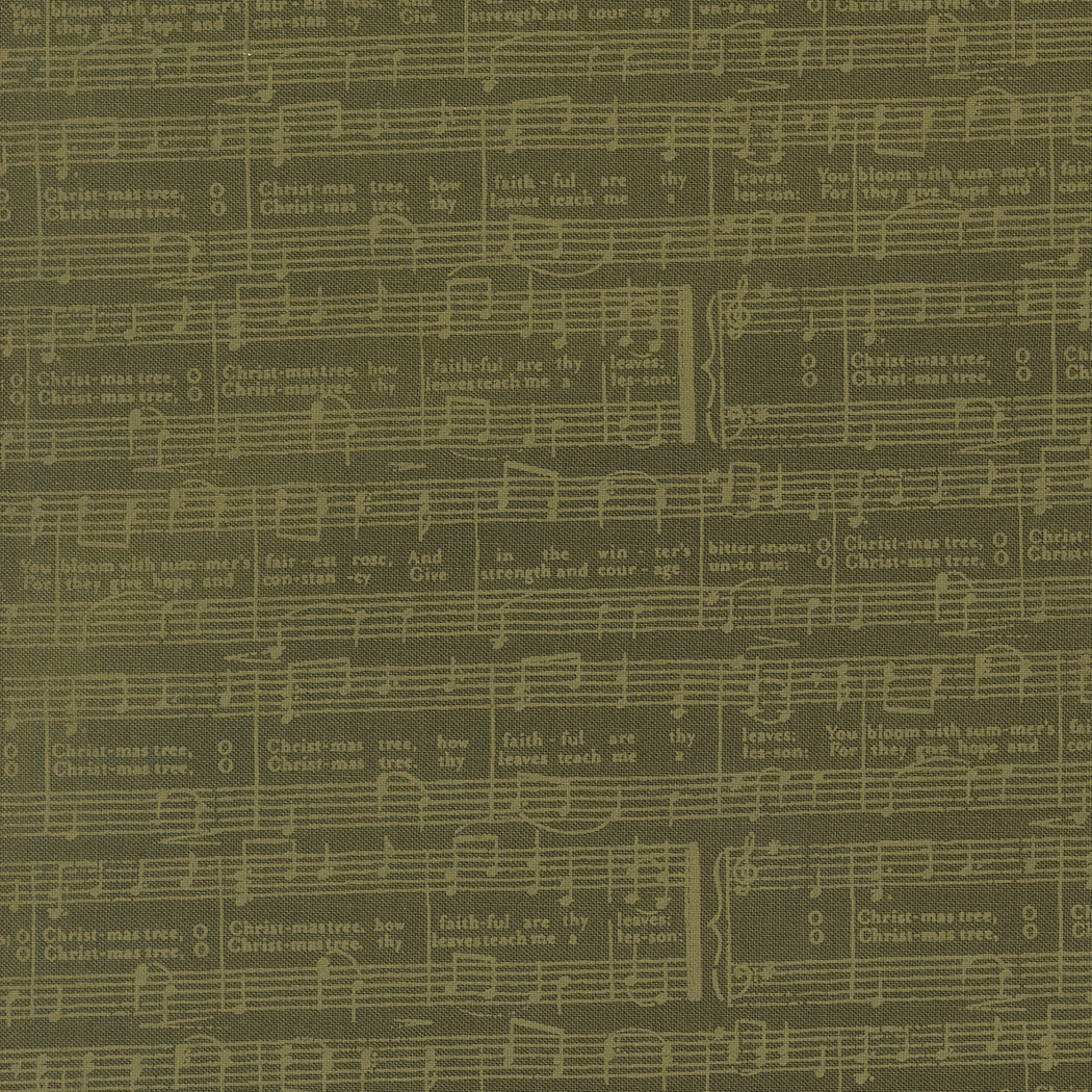 Berry and Pine: O Christmas Tree and Words Music Notes Wintergreen Fabric (1/2 yd) by Lella Boutique