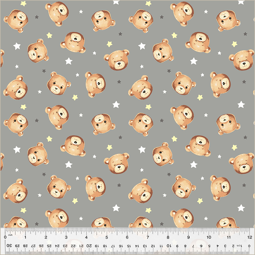 Sweet Dreams BABY BEAR-GREY Fabric by Whistler Studios (1/2 yd.)