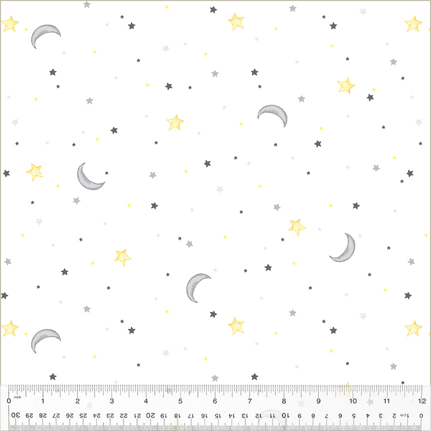 Sweet Dreams NIGHT SKY-WHITE Fabric by Whistler Studios (1/2 yd.)