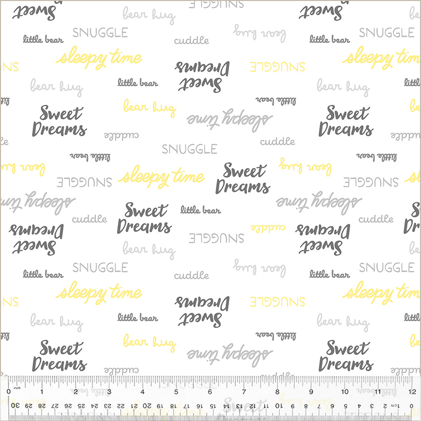 Sweet Dreams BEDTIME-WHITE Fabric by Whistler Studios (1/2 yd.)