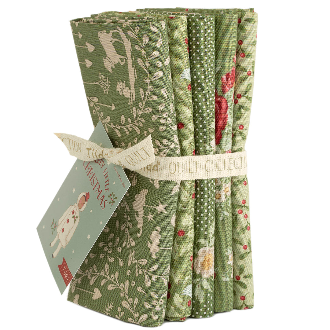 Tilda MERRY LITTLE CHISTMAS Fat Quarter Bundle - 5 pc Green