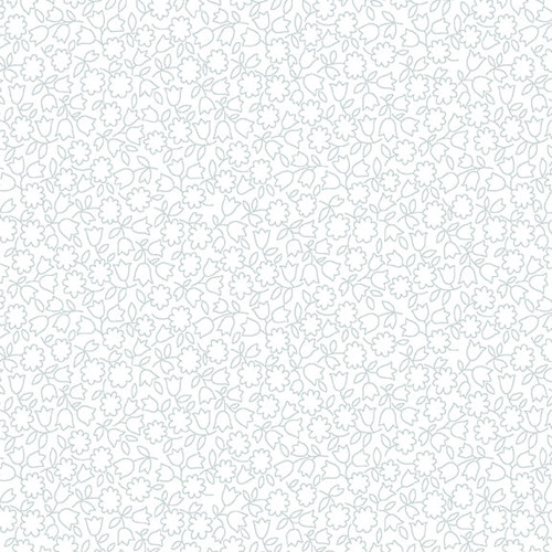 Cream & Sugar XII: LINEWORK FLOWERS White-on-White Fabric (1/2 yd.)