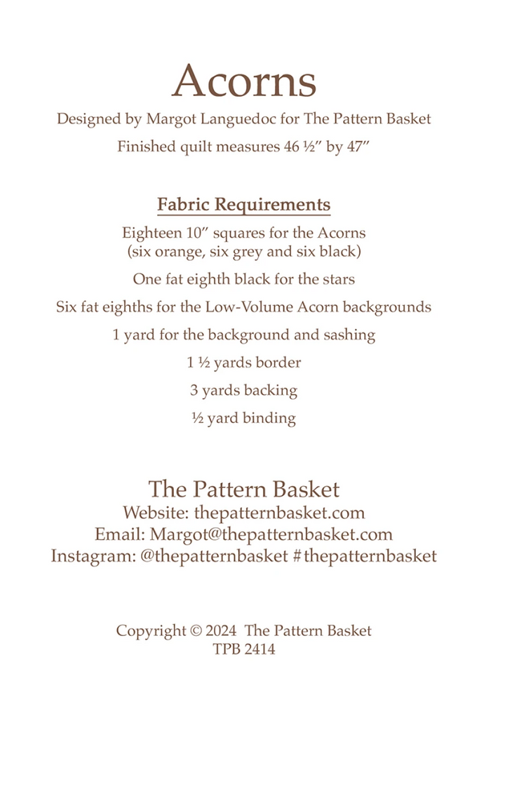 ACORNS Quilt Pattern by The Pattern Basket