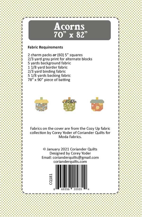 ACORNS Quilt Pattern by Coriander Quilts