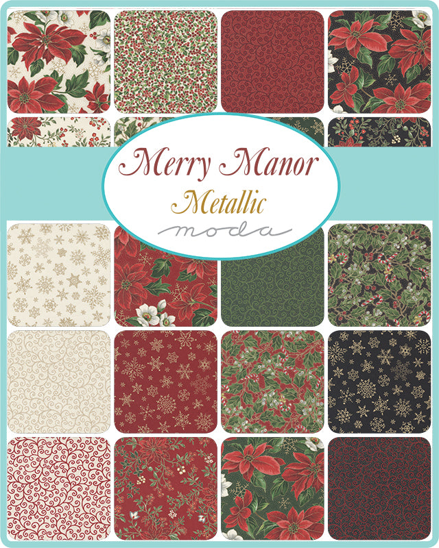 MERRY MANOR METALLIC 5" Charm Pack Precuts