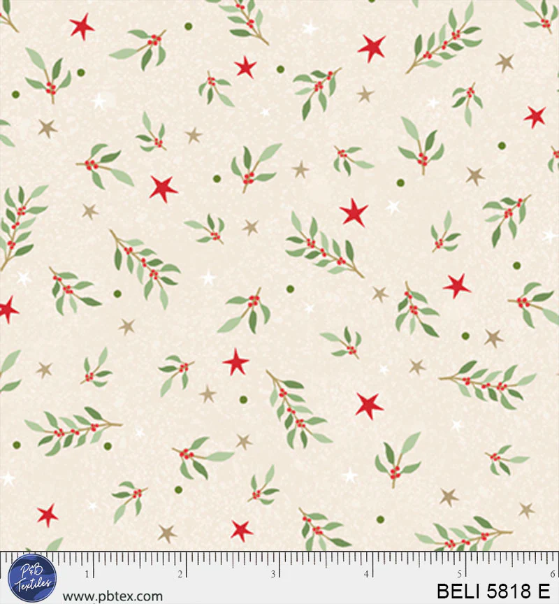 Believe: TOSSED SPRIGS and STARS Cream Fabric (1/2 yd)