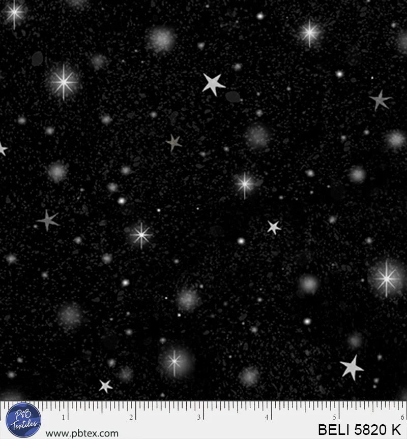 Believe: TONAL NIGHT SKY Black Fabric (1/2 yd)