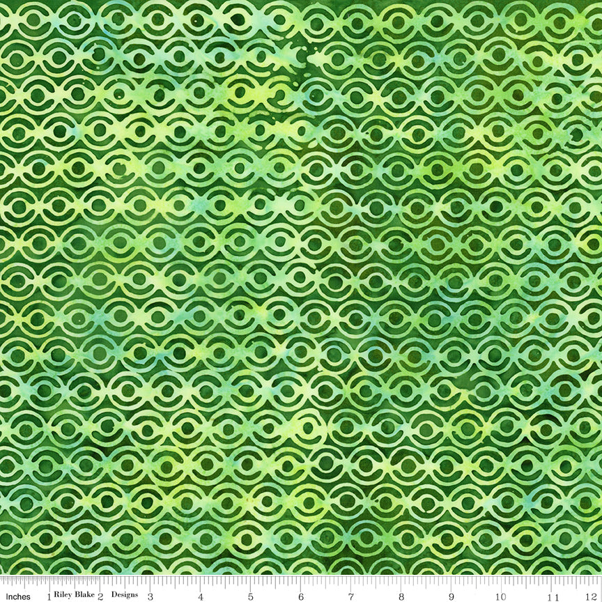 Batiks Geometric Splash: GREEN APPLE Fabric (1/2 yd)