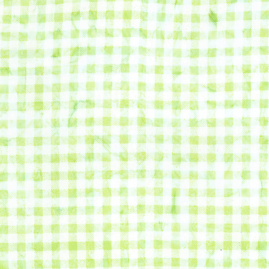 Expressions Batiks Daisy Dots: CHARTREUSE GINGHAM Fabric (1/2 yd)