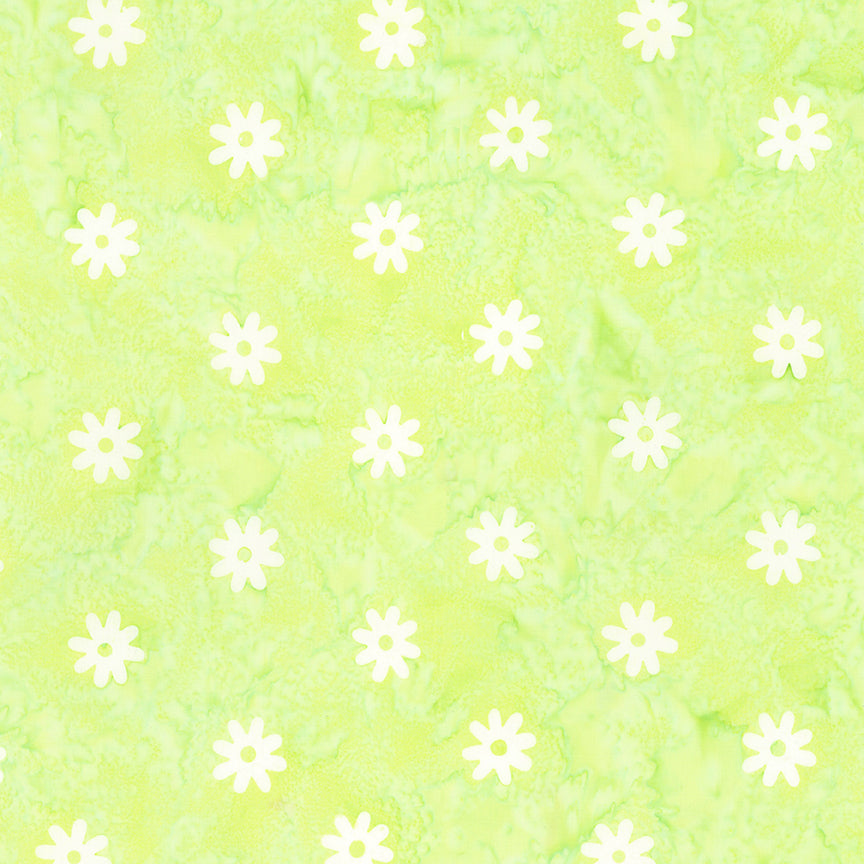 Expressions Batiks Daisy Dots: CHARTREUSE Fabric (1/2 yd)