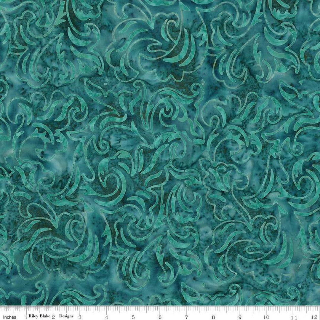 Expressions Batiks Garden Fresh: TEMPO TEAL Fabric (1/2 yd)