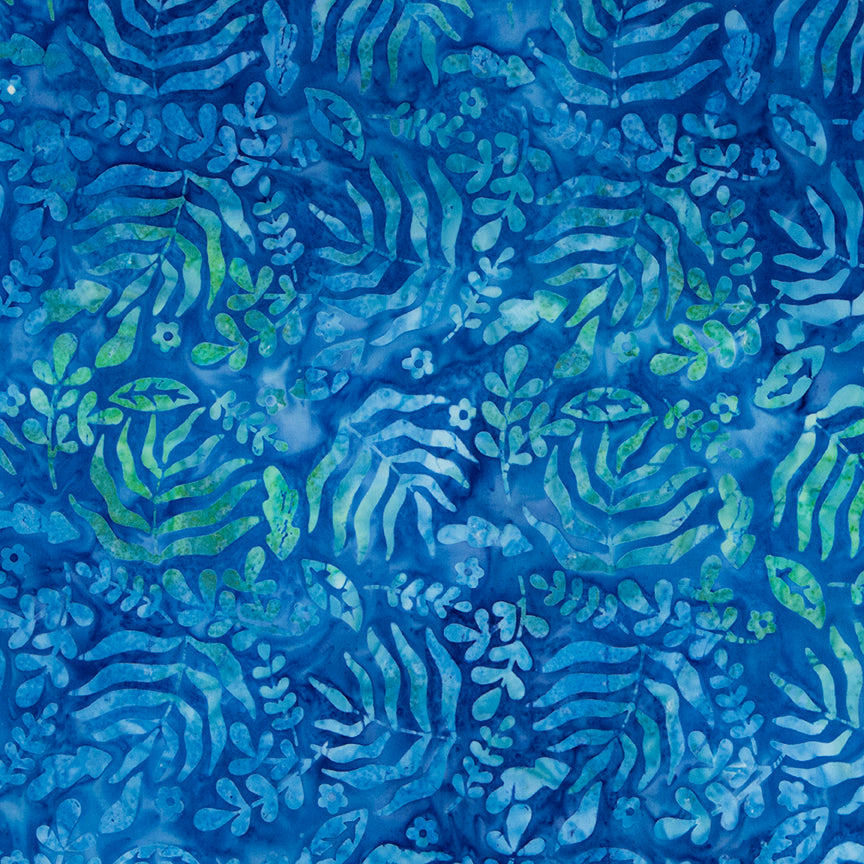 Expressions Batiks Tjaps: AZURE BLUE GREEN Fabric (1/2 yd)