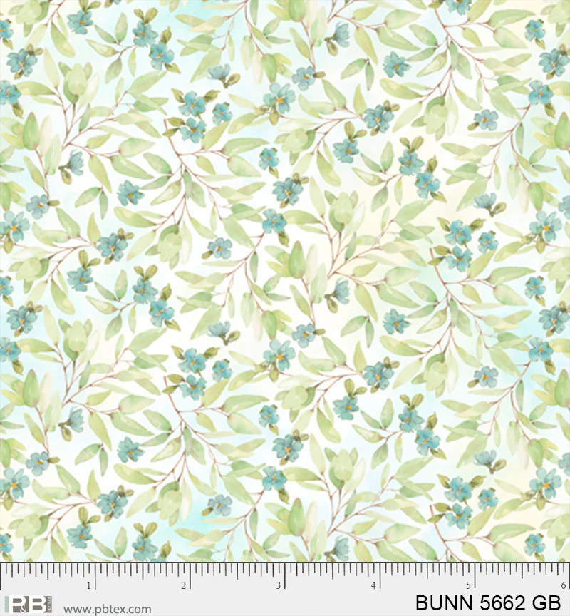 Bunnies and Blooms BLUE BLOOMS (1/2 yd)