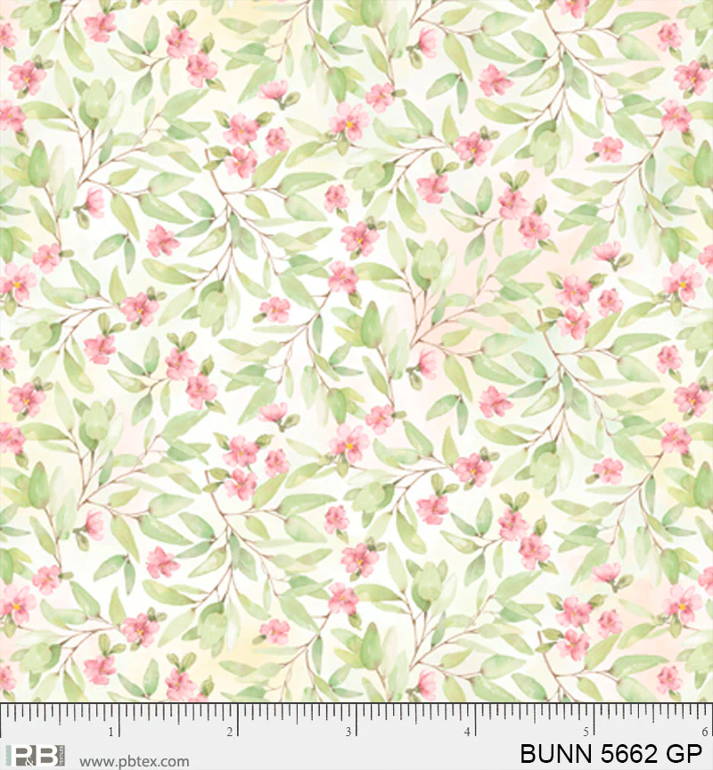 Bunnies and Blooms PINK BLOOMS (1/2 yd)