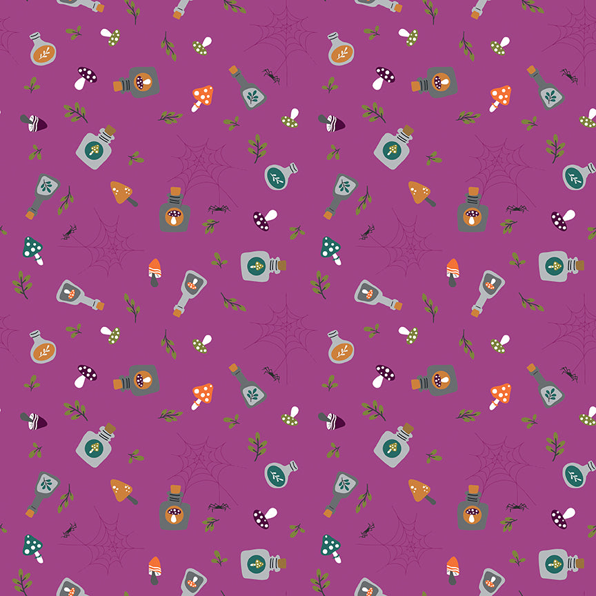 Little Witch: POTIONS Fabric C14562-MAGENTA (1/2 yd.)