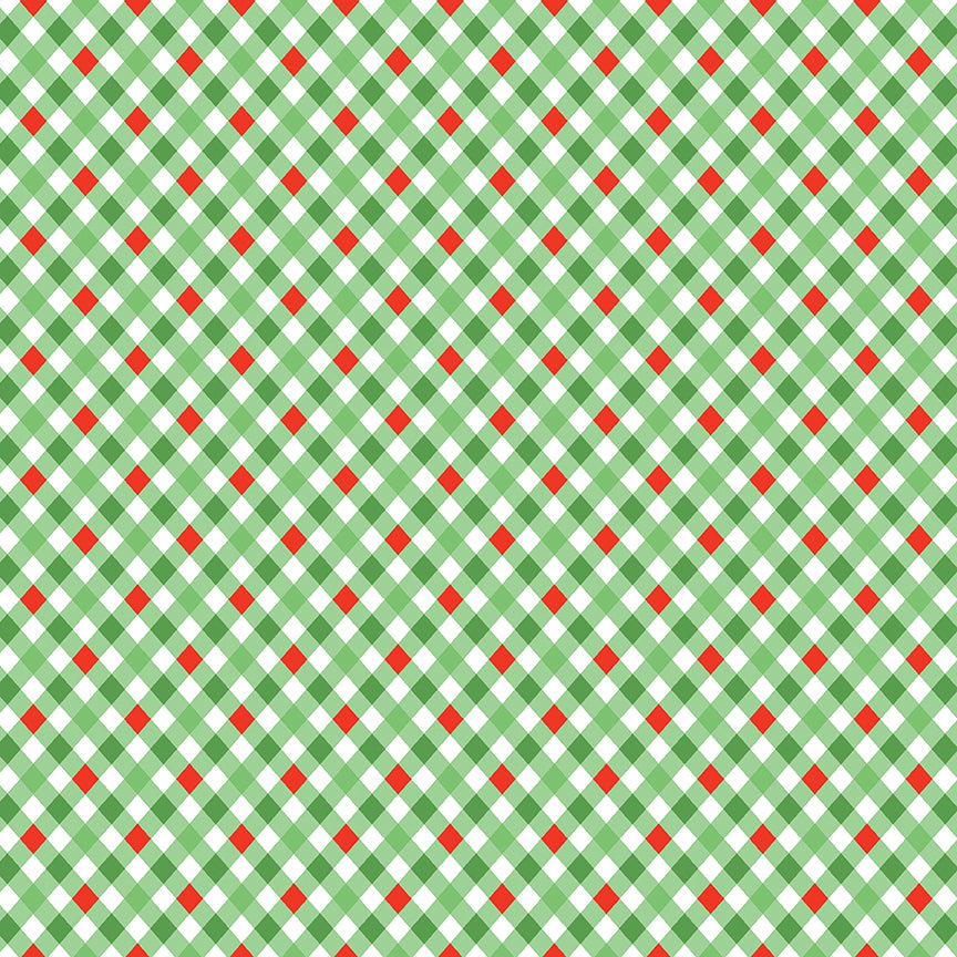 Jingle Bells: PLAID GREEN Fabric C14836-GREEN (1/2 yd.)