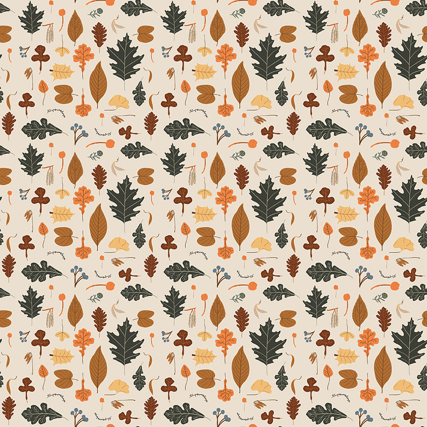 Pumpkin Spice LEAVES IVORY: C14991-IVORY (1/2 yd.)
