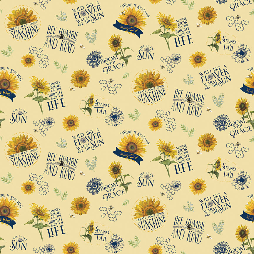 Honey Bees and Flowers Please: MAIN YELLOW Fabric (1/2 Yd.)