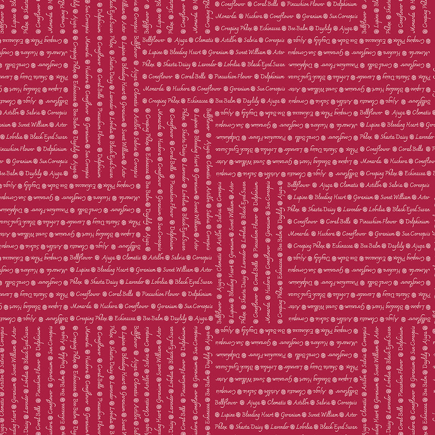 Perennial: WORDS RED Fabric (1/2 yd)