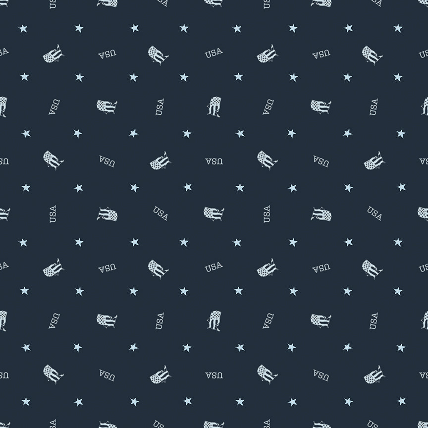 Letters From Home: TOSS NAVY Fabric by Vicki Gifford (1/2 yd)