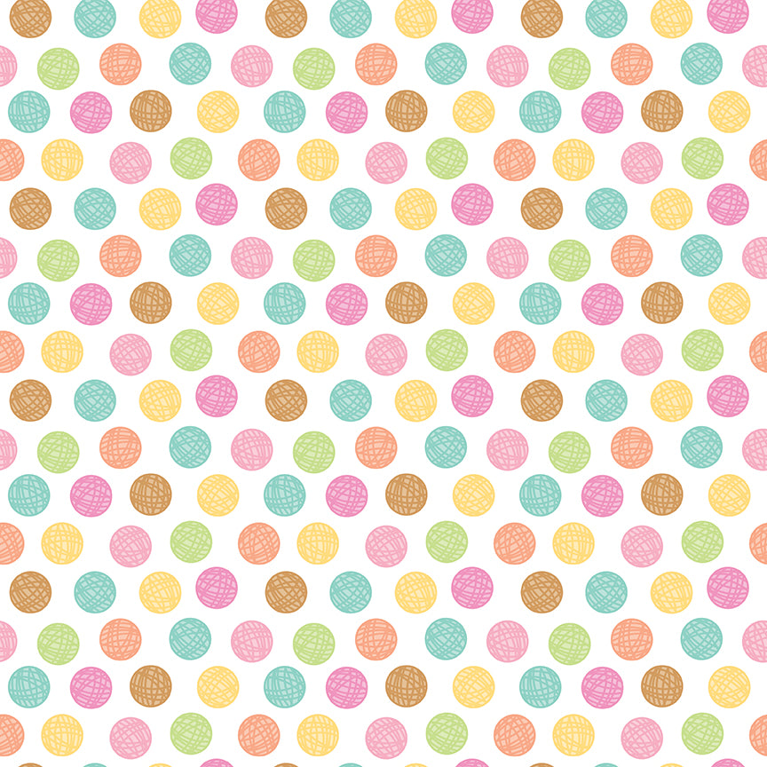 Pretty Kitty: YARN DOTS WHITE Fabric by Doodle Bug Designs (1/2 yd)