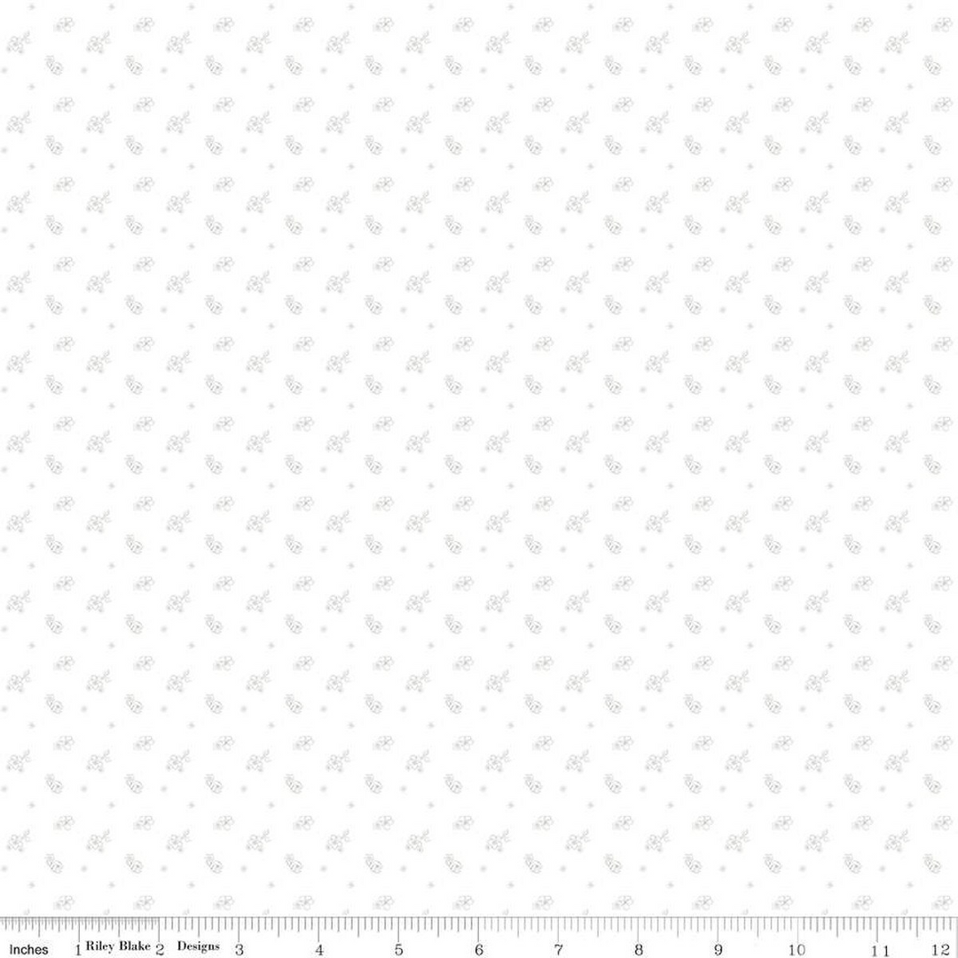 Lights On 2: FLOWER BED White-on-White Fabric (1/2 yd.)