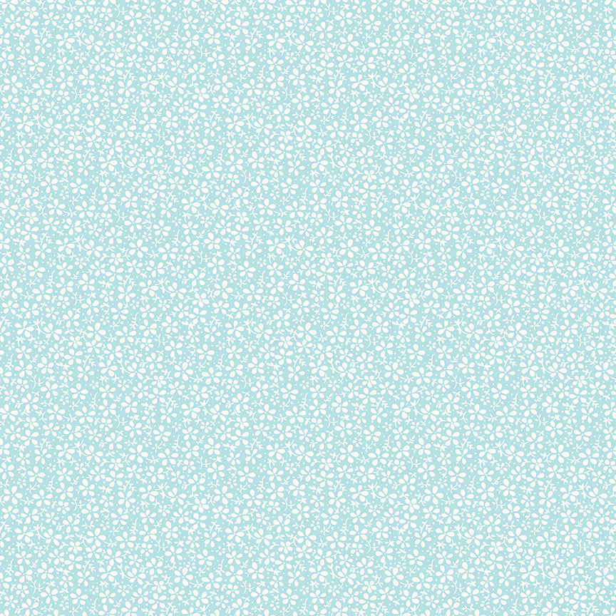 Precious Petites: DAISIES AQUA Fabric (1/2 yd)