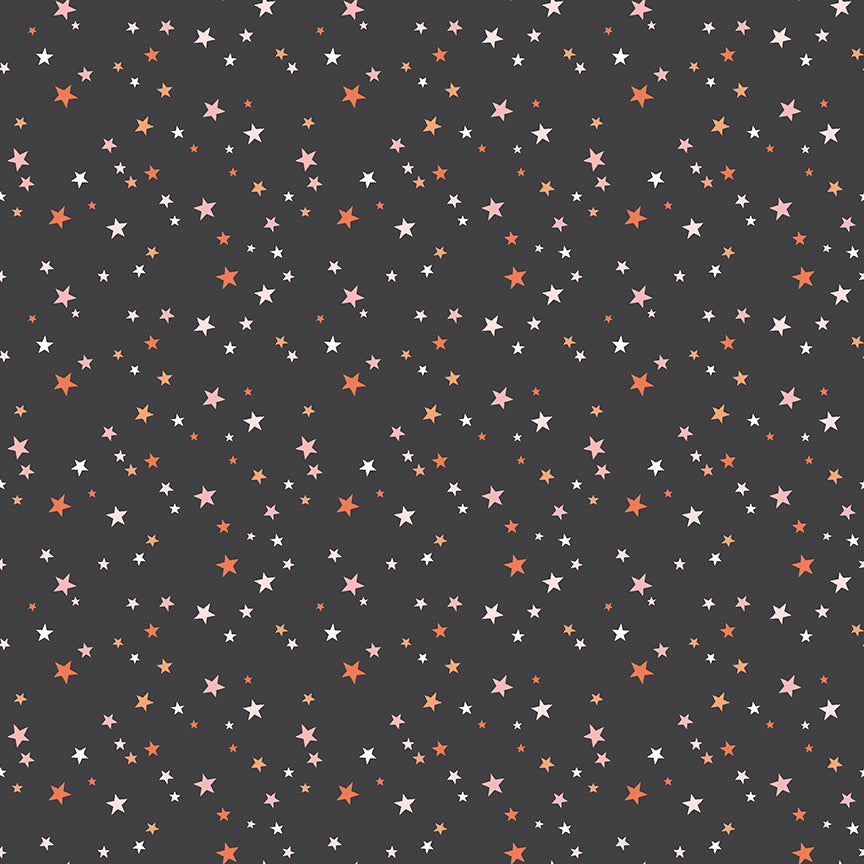 Hey Pumpkin: STARS CHARCOAL Fabric (1/2 yd)