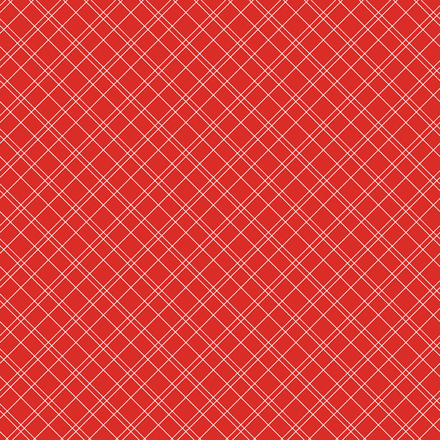 Simple Pleasures: GRID STRAWBERRY Fabric (1/2 yd)