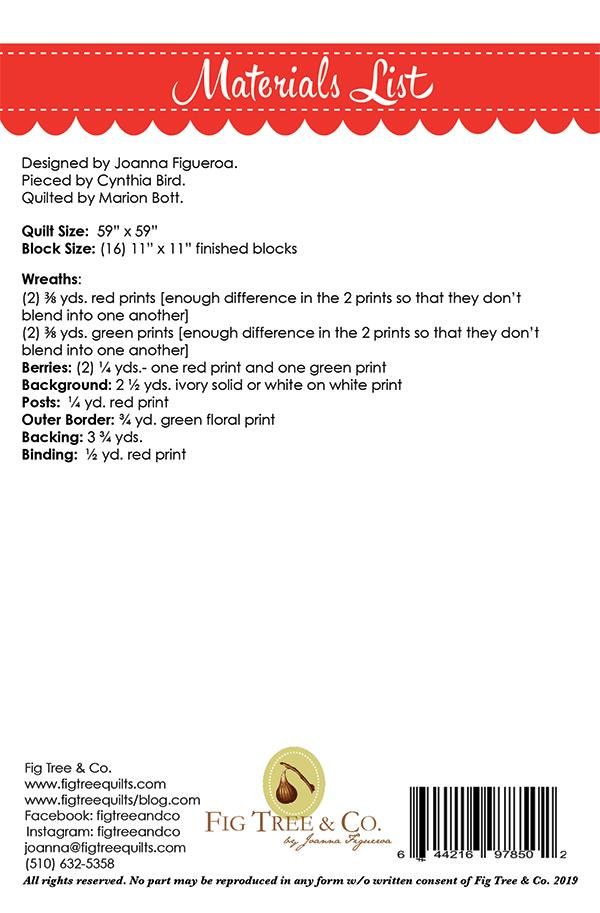 Patrón CORONA DE NAVIDAD de Fig Tree & Co.