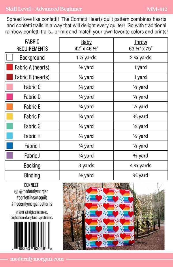 CONFETTI HEARTS Quilt Pattern by Modernly Morgan