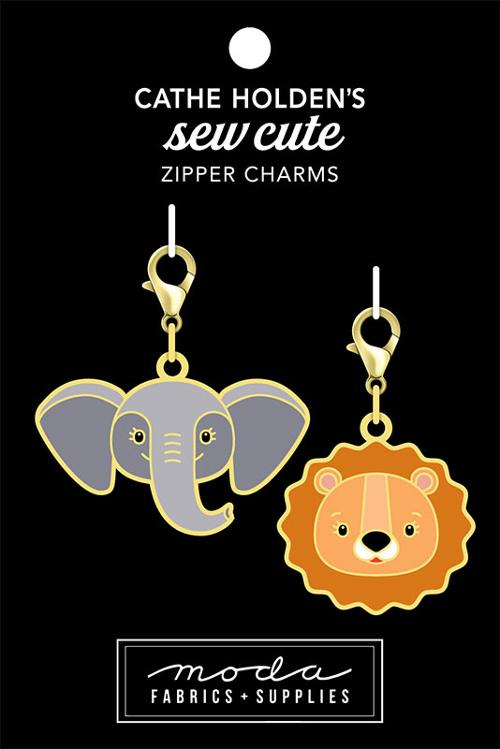 Sew Cute Zipper Charms - Elephant and Lion