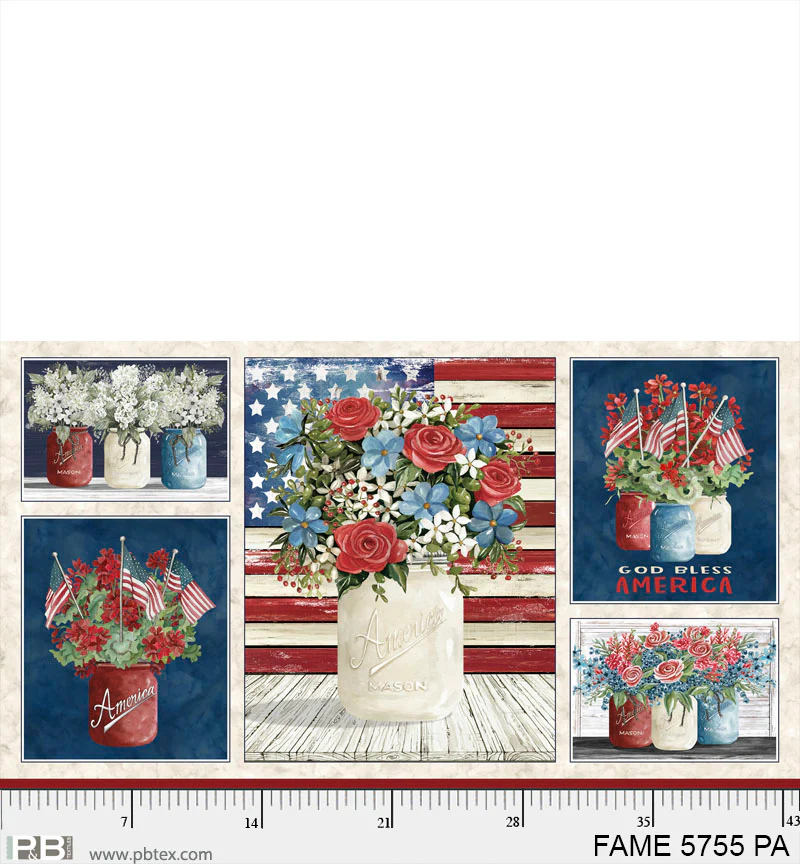 Farmhouse Americana: PATRIOTIC BOUQUET Fabric Panel