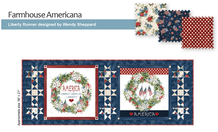 LIBERTY RUNNER Quilt Kit by Wendy Sheppard feat. Farmhouse Americana