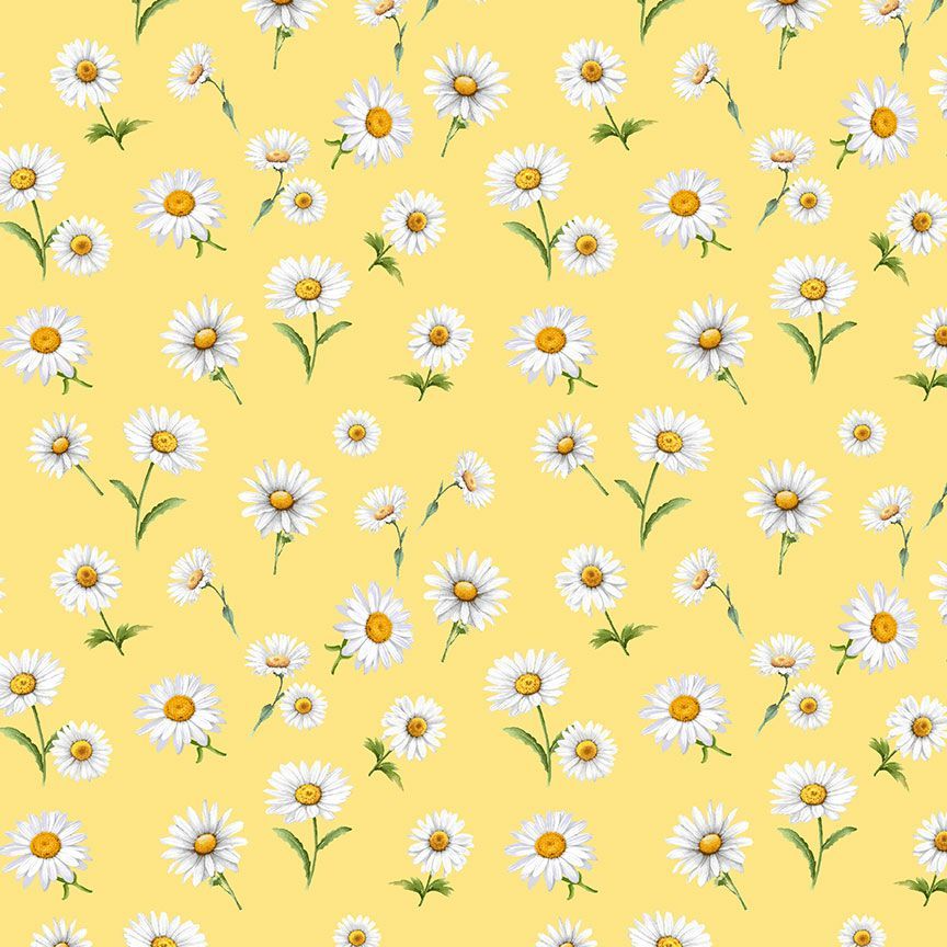 Bee & Bee Kind: YELLOW TOSSSED DAISIES Fabric (1/2 yd)