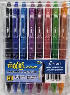 Pilot FRIXION Fineliner Pens - 8 Pack assorted