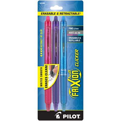 Frixion Clicker Gel Pens 3 Pack Pink Purple Turquoise
