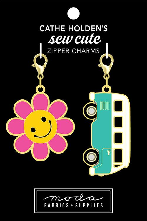 Cathe Holden's Sew Cute Zipper Charms - Flower & Bus