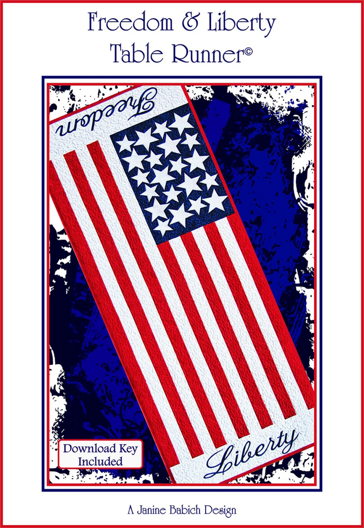 FREEDOM & LIBERTY Machine Embroidery Table Runner Pattern
