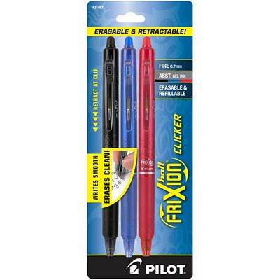 Frixion Clicker Gel Pens 3 Pack Black Blue Red