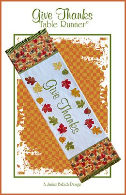 GIVE THANKS Table Runner Machine Embroidery Pattern by Janine Babich