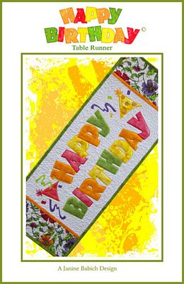 HAPPY BIRTHDAY Table Runner Machine Embroidery Pattern by Janine Babich